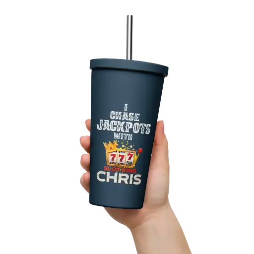 Slot King Chris Insulated tumbler with a straw